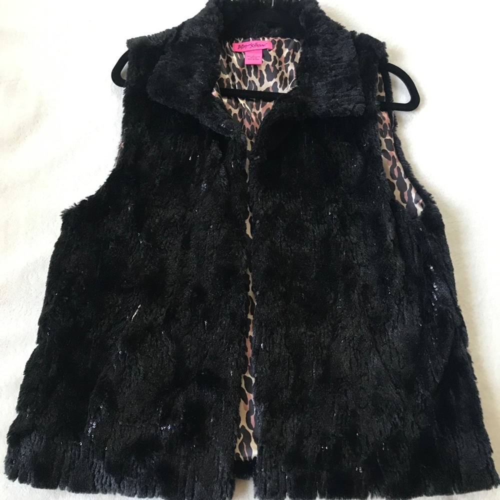 Betsey Johnson Black Fur Vest